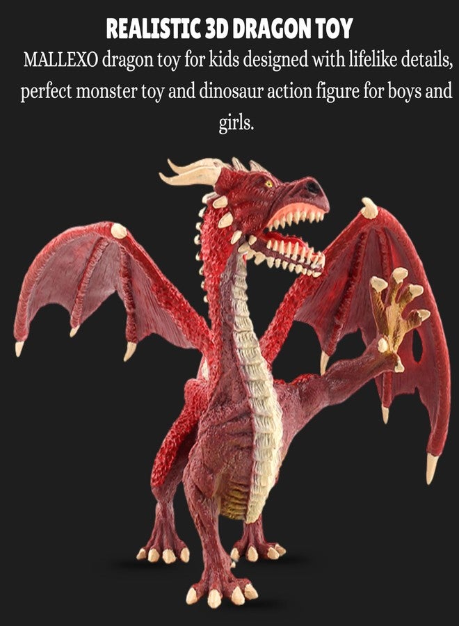 Mallexo ألعاب تنين ثلاثية الأبعاد واقعية من ماليكسو للأطفال | مجسم تنين ديناصور من مادة PVC مع فك متحرك | ألعاب للأولاد والبنات، هدية عيد ميلاد للأطفال، أدوات زينة وتعليمية - Image 2